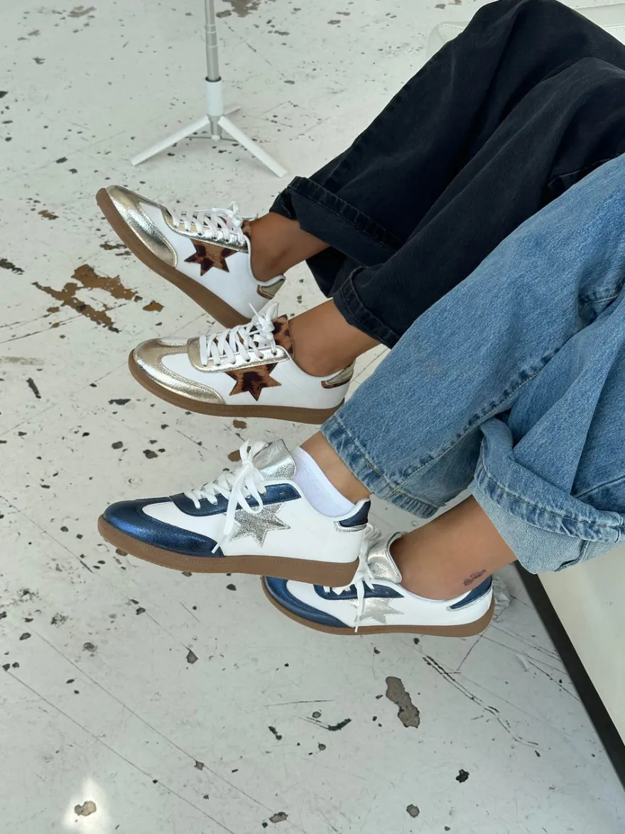 Design By Si Accra sneakers med stjerne - Hvid/navy