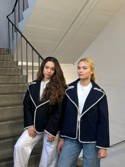 Design By Si Adele jakke med stitchings - Navy Best