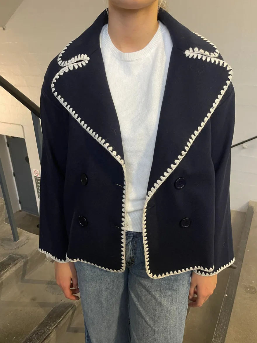 Design By Si Adele jakke med stitchings - Navy Best