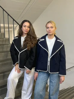 Design By Si Adele jakke med stitchings - Navy Best