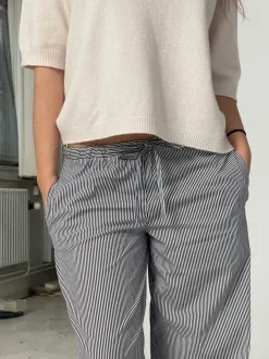 Design By Si Adina lavtaljede bukser med striber - Sort Hot