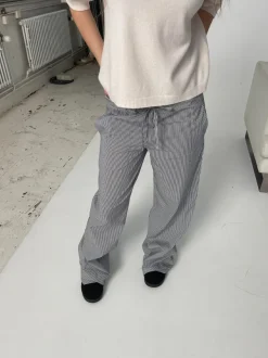 Design By Si Adina lavtaljede bukser med striber - Sort Hot
