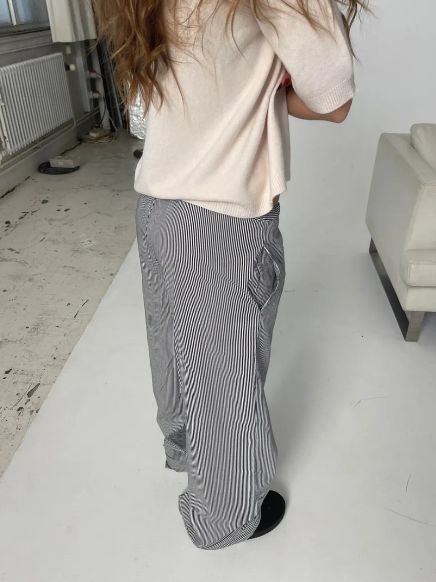 Design By Si Adina lavtaljede bukser med striber - Sort Hot