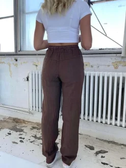Design By Si Aino hør bukser brun Outlet