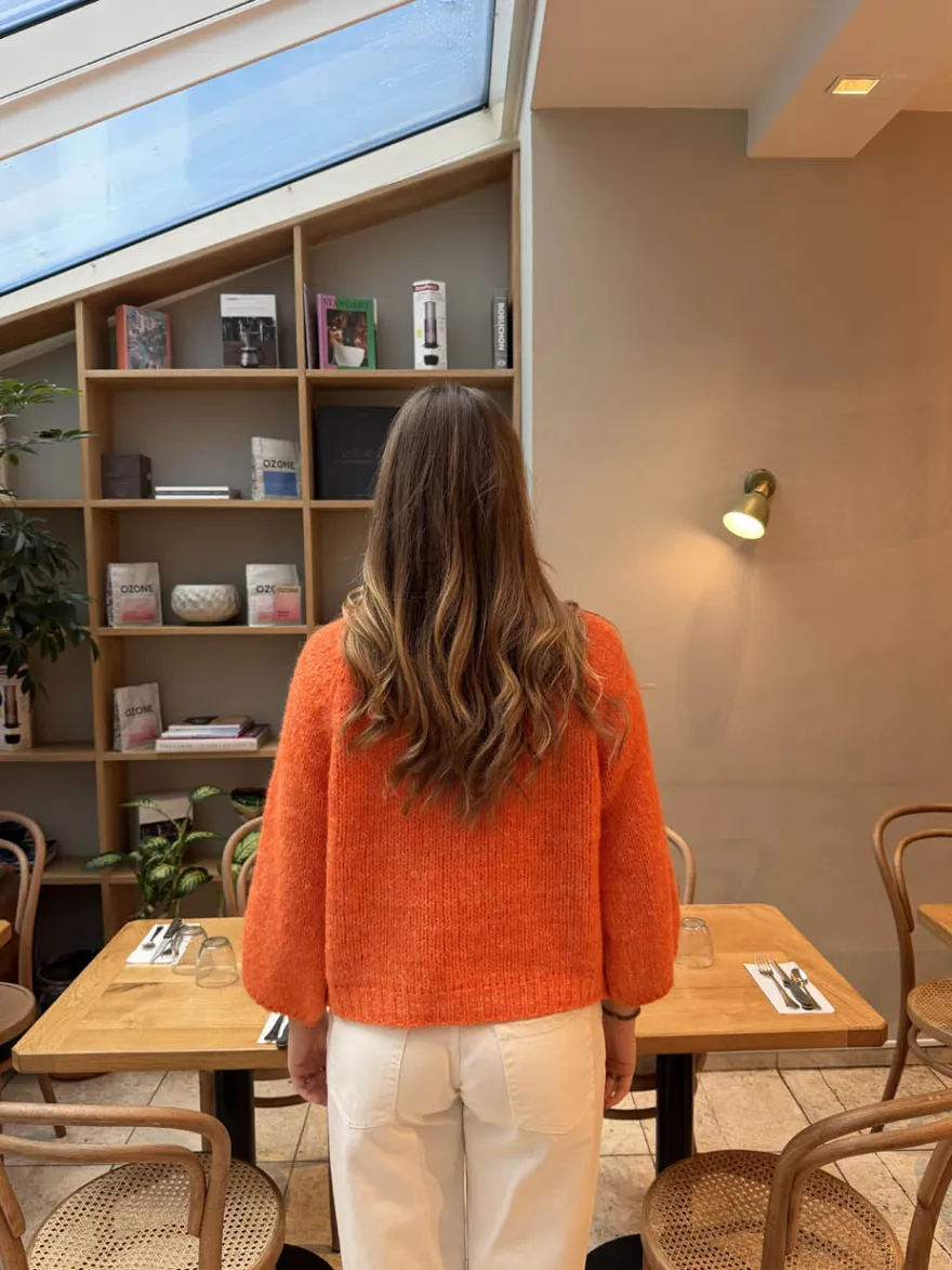 Design By Si Aire striktrøje med turtleneck - Orange Online