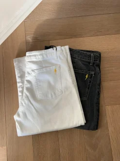 Design By Si Alaia lavtaljede jeans med lyn detalje - Hvid denim Discount