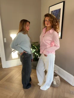 Design By Si Alaia lavtaljede jeans med lyn detalje - Hvid denim Discount