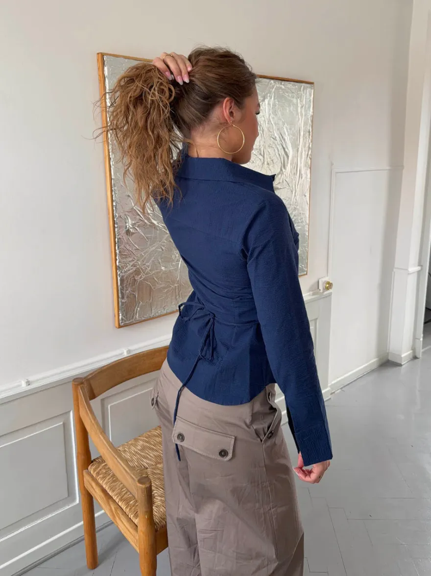 Design By Si Alberte figursyet skjorte - Navy New