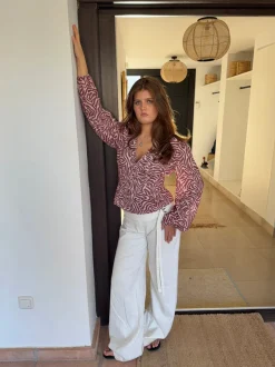 Design By Si Alissa bluse med mønster - Rød/hvid Online