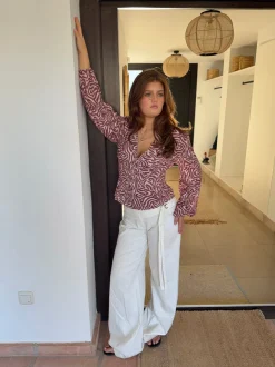 Design By Si Alissa bluse med mønster - Rød/hvid Online