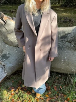 Design By Si Alva oversized frakke - Taupe Hot