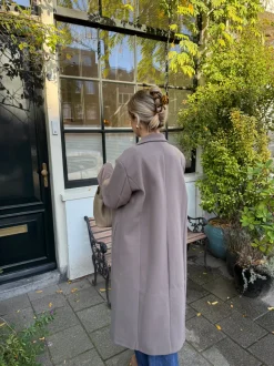 Design By Si Alva oversized frakke - Taupe Hot