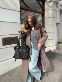 Design By Si Alva oversized frakke - Taupe Hot