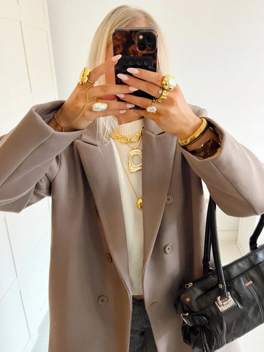 Design By Si Alva oversized frakke - Taupe Hot