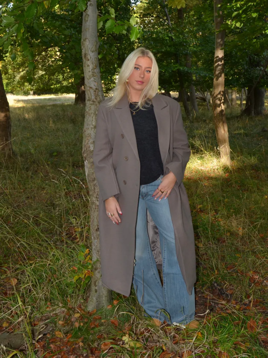 Design By Si Alva oversized frakke - Taupe Hot