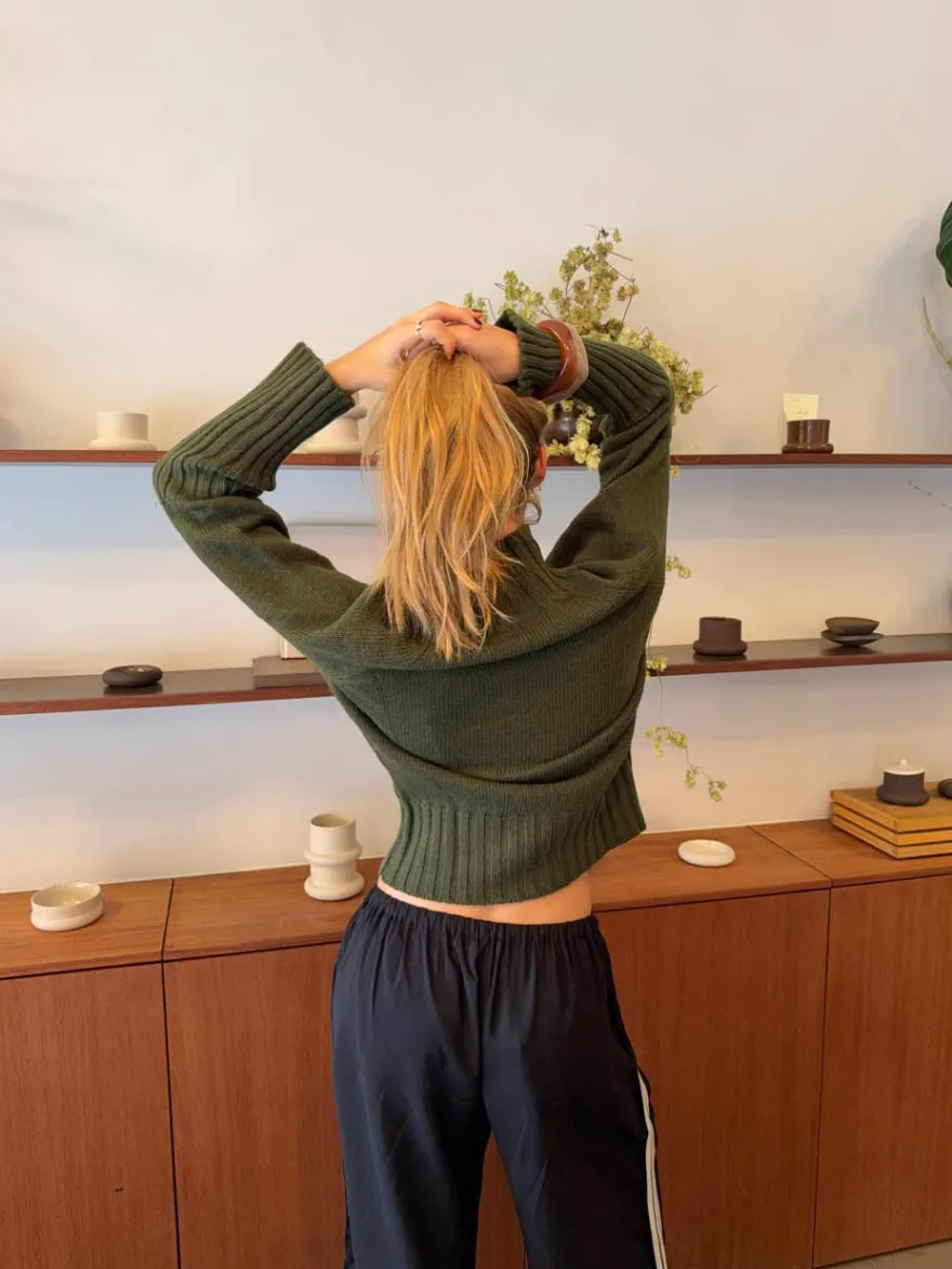 Design By Si Alyssa striktrøje med turtleneck - Grøn