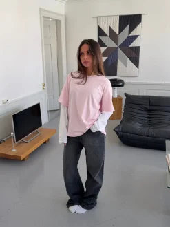 Design By Si Amalie t-shirt med ærmer - Lyserød/hvid Outlet