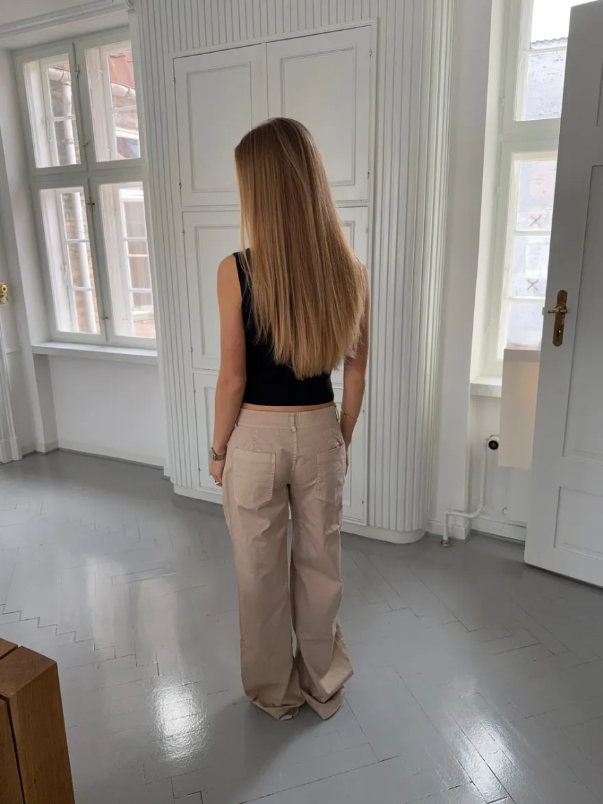 Design By Si Ama lærredsbukser - Beige Online