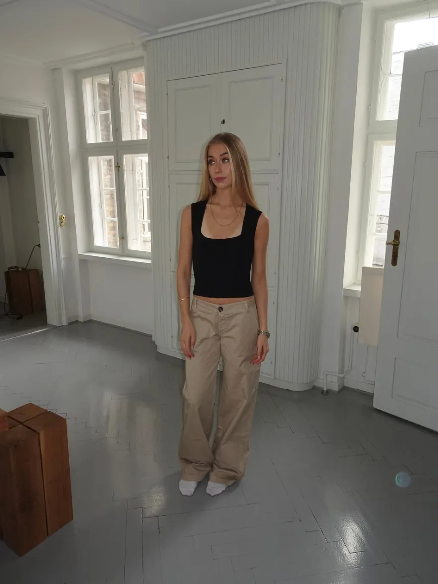 Design By Si Ama lærredsbukser - Beige Online