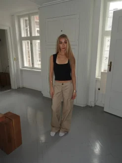 Design By Si Ama lærredsbukser - Beige Online