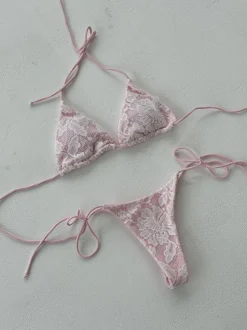 Design By Si Amara blonde bikini - Lyserød/hvid Outlet