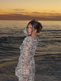 Design By Si Amy kjole i zebraprint - Sort/hvid Best