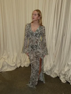 Design By Si Amy kjole i zebraprint - Sort/hvid Best