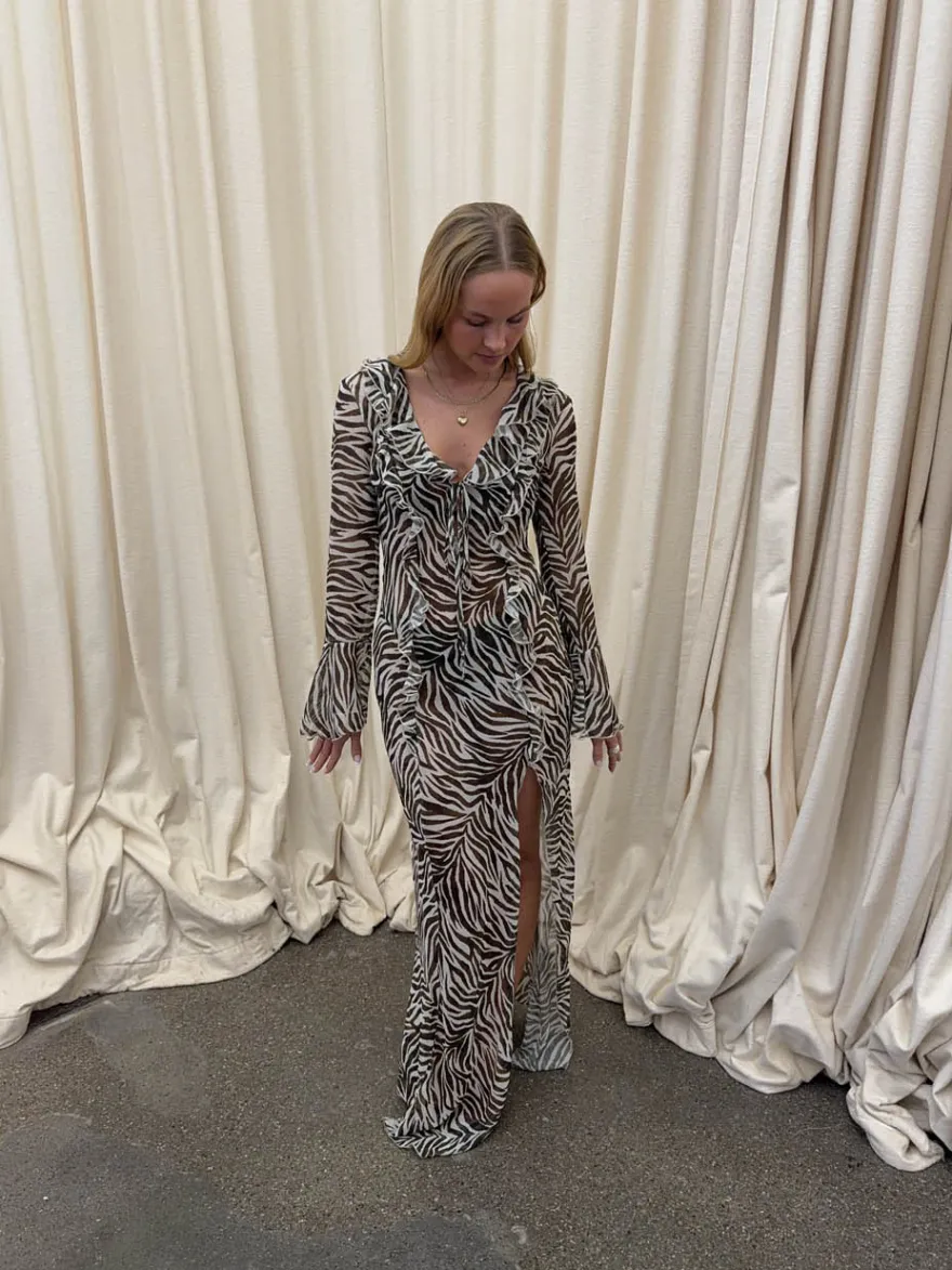 Design By Si Amy kjole i zebraprint - Sort/hvid Best