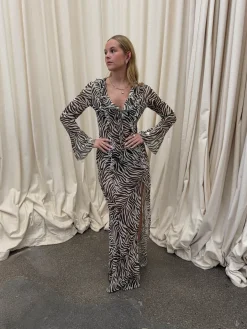 Design By Si Amy kjole i zebraprint - Sort/hvid Best