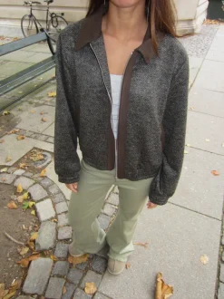 Design By Si Ana herringbone bomberjakke - Brun Online