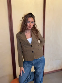 Design By Si Anahita kort blazer - Kaki Online