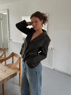 Design By Si Anahita kort blazer - Mørkebrun/Sort Hot