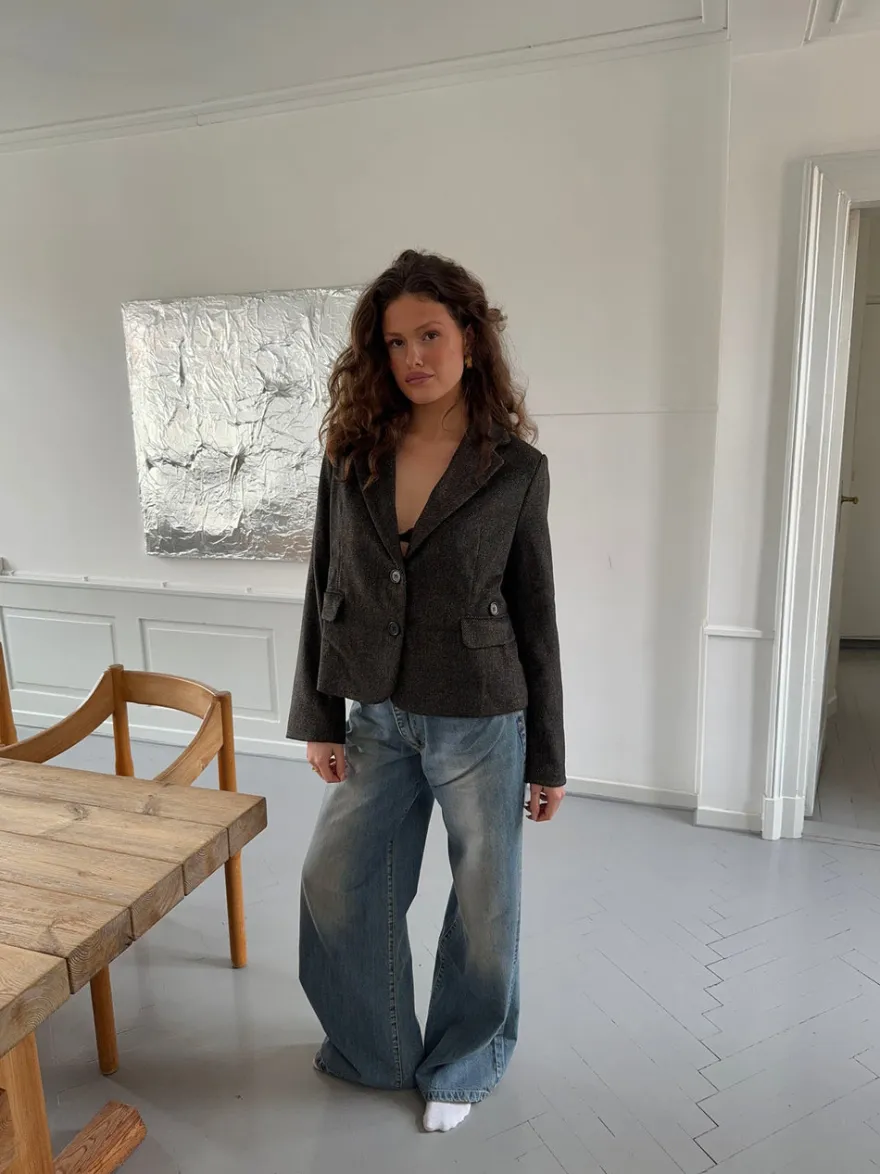 Design By Si Anahita kort blazer - Mørkebrun/Sort Hot