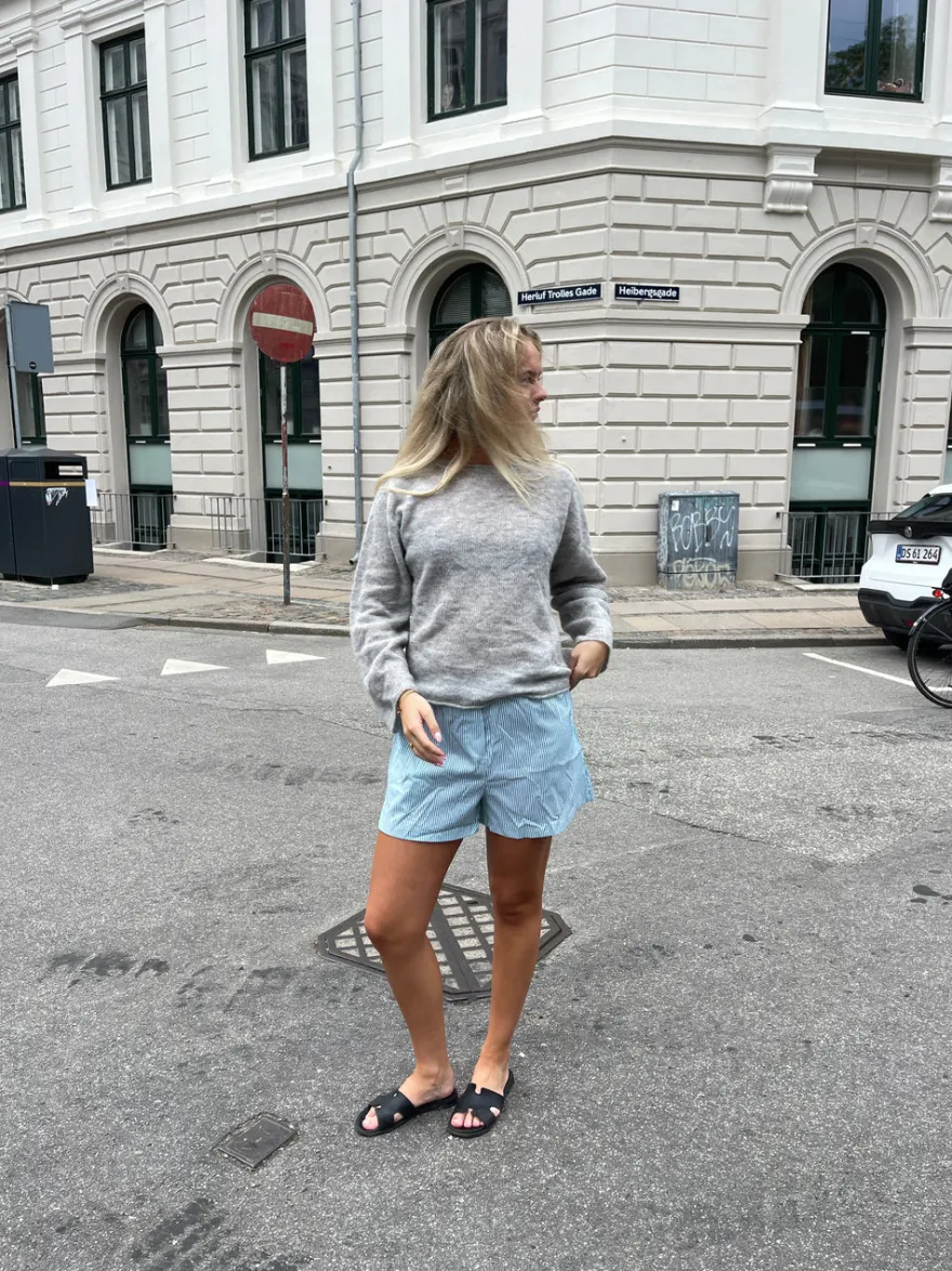 Design By Si Andrea shorts med striber - Grøn/hvid