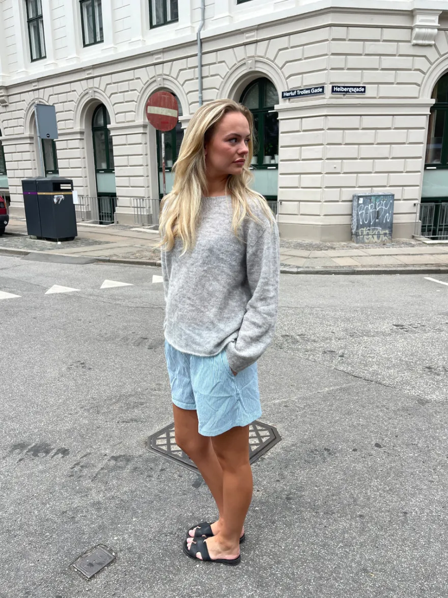Design By Si Andrea shorts med striber - Grøn/hvid