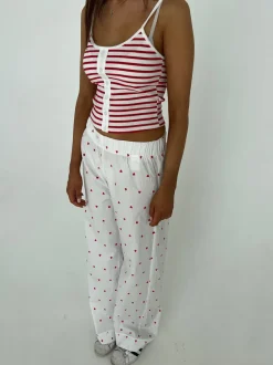 Design By Si Ane pyjamas bukser med hjerter - Hvid Best