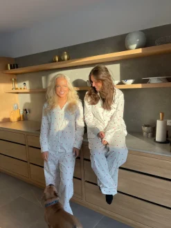 Design By Si Ane pyjamas bukser med hjerter - Hvid Best