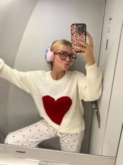 Design By Si Ane pyjamas bukser med hjerter - Hvid Best