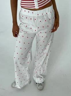 Design By Si Ane pyjamas bukser med hjerter - Hvid Best