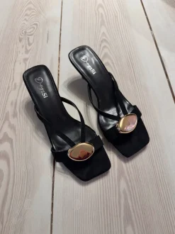 Design By Si Annaline mules med gulddetalje - Sort/guld Discount