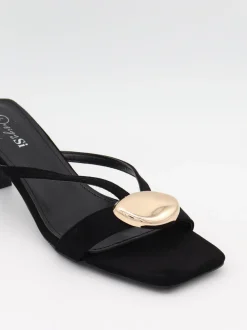 Design By Si Annaline mules med gulddetalje - Sort/guld Discount