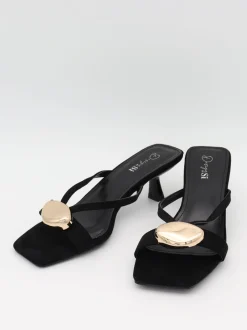 Design By Si Annaline mules med gulddetalje - Sort/guld Discount