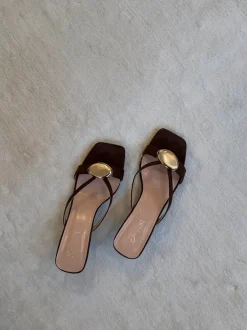 Design By Si Annaline mules med gulddetalje - Brun/guld Clearance