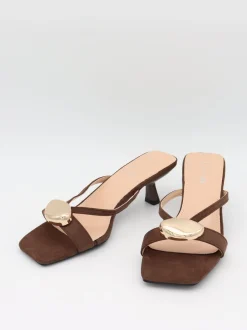 Design By Si Annaline mules med gulddetalje - Brun/guld Clearance