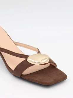 Design By Si Annaline mules med gulddetalje - Brun/guld Clearance