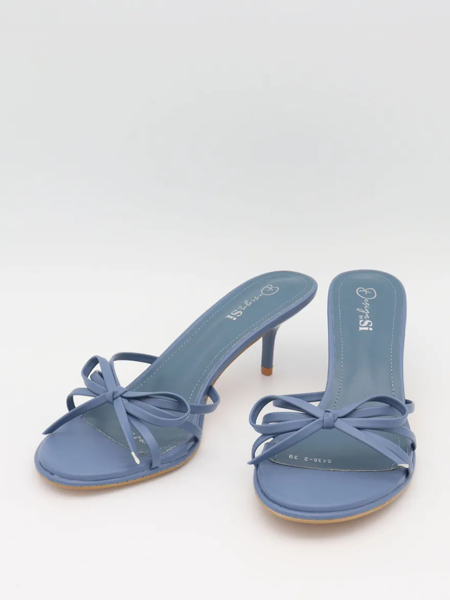 Design By Si Anna mules med sløjfedetalje - Støvet blå Online