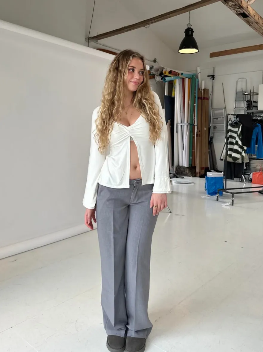 Design By Si Anna Olympia lavtaljede suit bukser - Grå Online