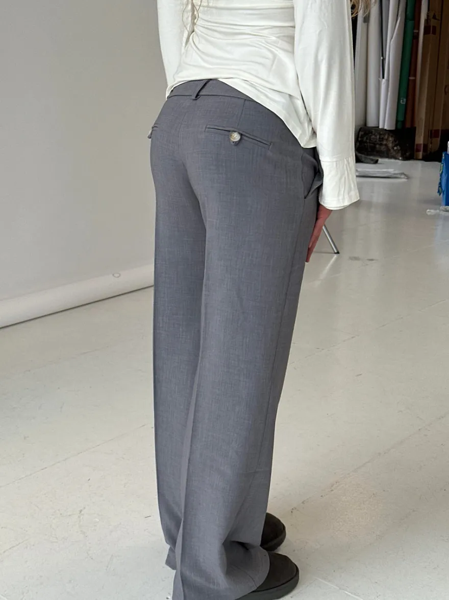 Design By Si Anna Olympia lavtaljede suit bukser - Grå Online