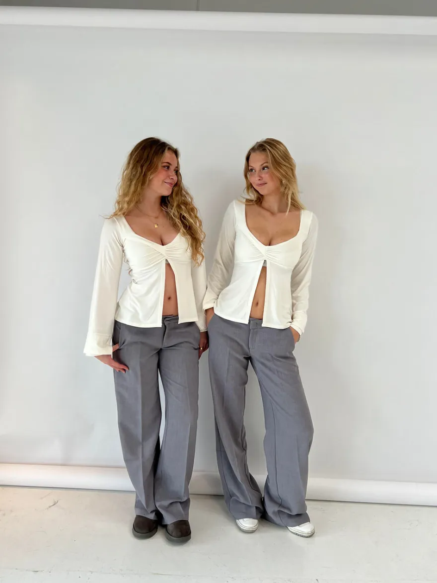 Design By Si Anna Olympia lavtaljede suit bukser - Grå Online
