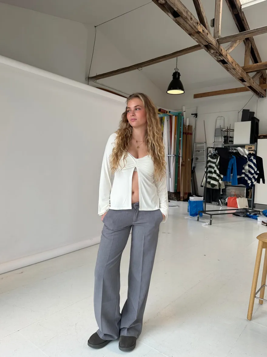 Design By Si Anna Olympia lavtaljede suit bukser - Grå Online